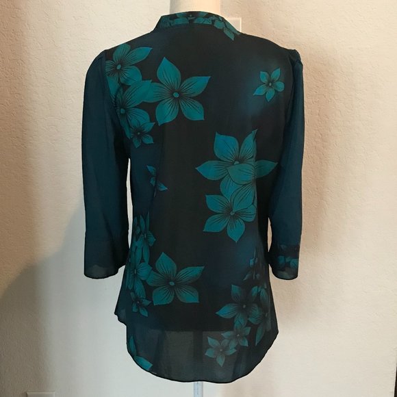 Teal Green Tunic Top with Peplum - M - Picture 4 of 10